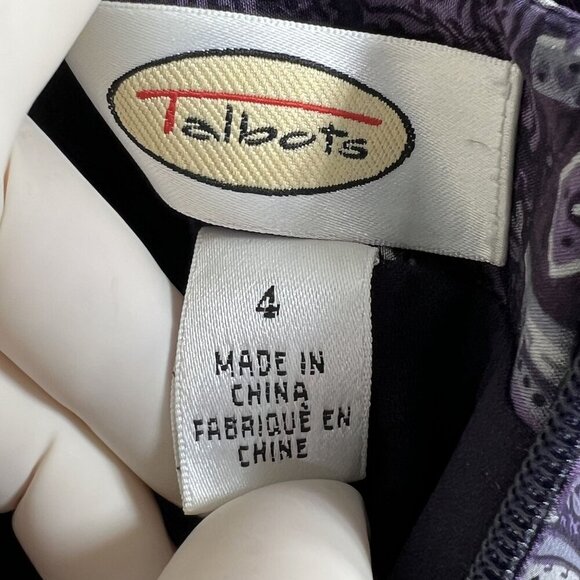 Talbots Womens 4 Purple Geometric Print A-Line Midi High Waist Skirt Silk Boho - Picture 10 of 16